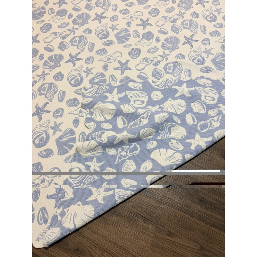 Beach seashell theme quilt  3 piece set 72" x 84" white @ light blue shell print - Picture 8 of 8